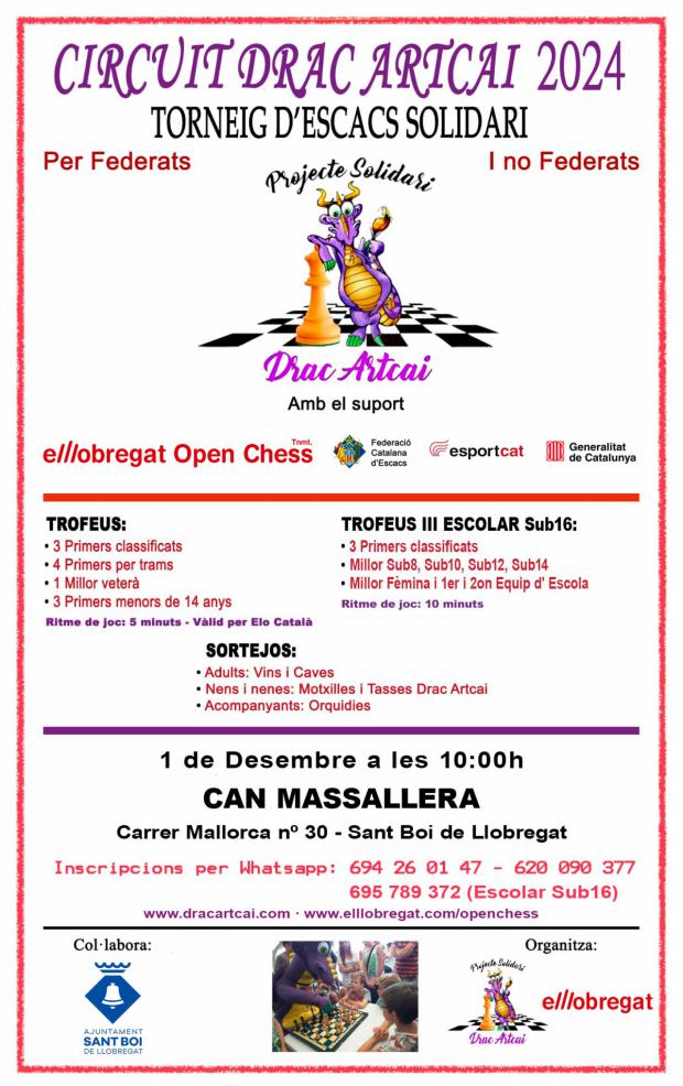 Cartel promocional del Torneo Escolar, que forma parte de los eventos celebrados entorno a la V edición de El Llobregat Open Chess Tournament