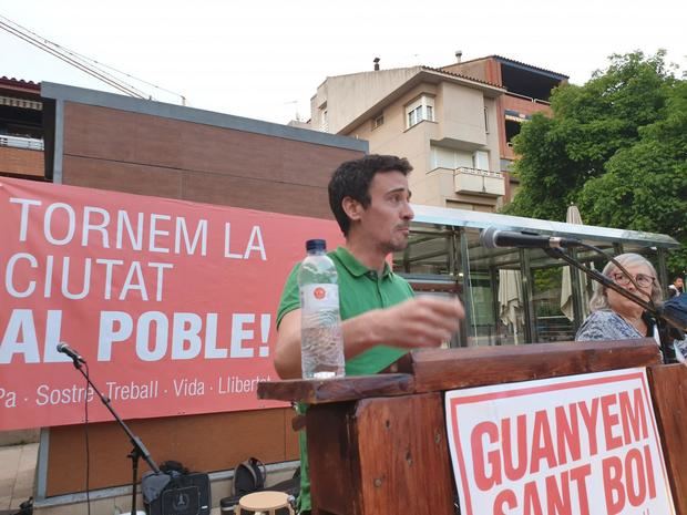 Geraldes, en un acto de campaña de Guanyem Sant Boi, la candidatura con que se presentó a las municipales. 