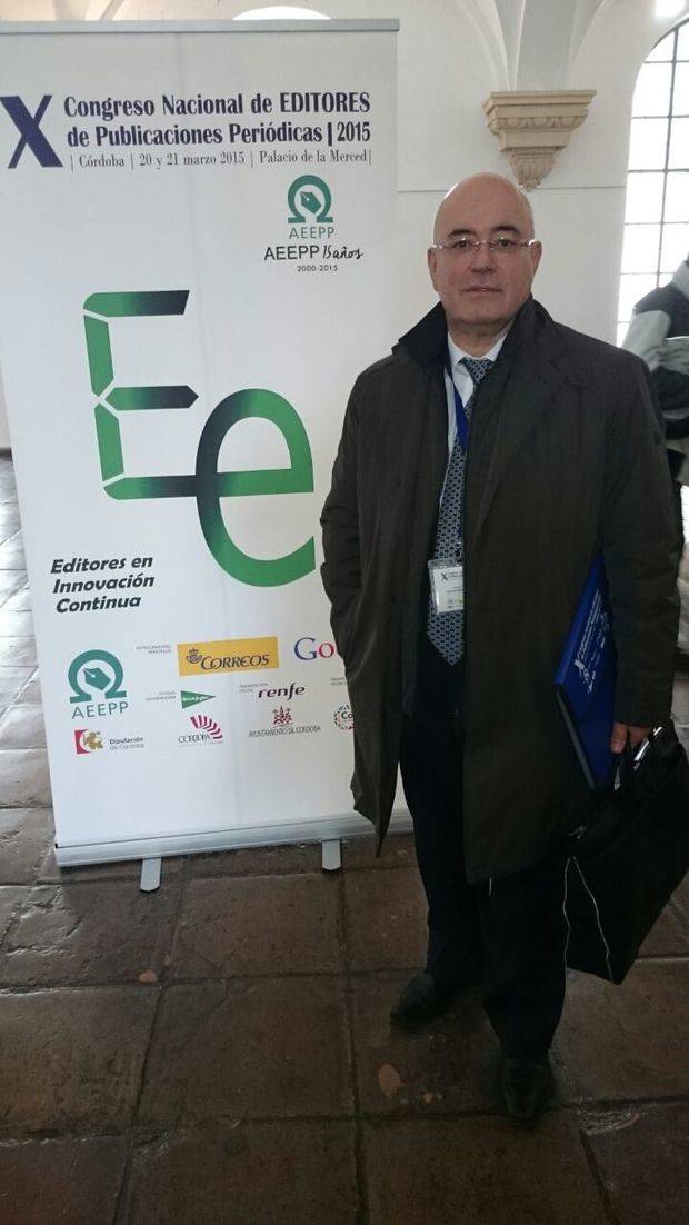 El editor de El Llobregat, Xavier Pérez Llorca, en la apertura del X Congreso de Editores de la AEEPP