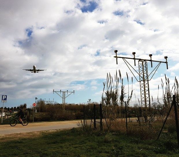 Una aeronave sobrevuela los espacios naturales del Delta justo antes de aterrizar en El Prat