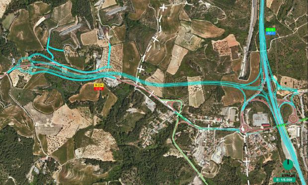 Plano de la carretera B-224 entre Martorell y Sant Esteve Sesrovires