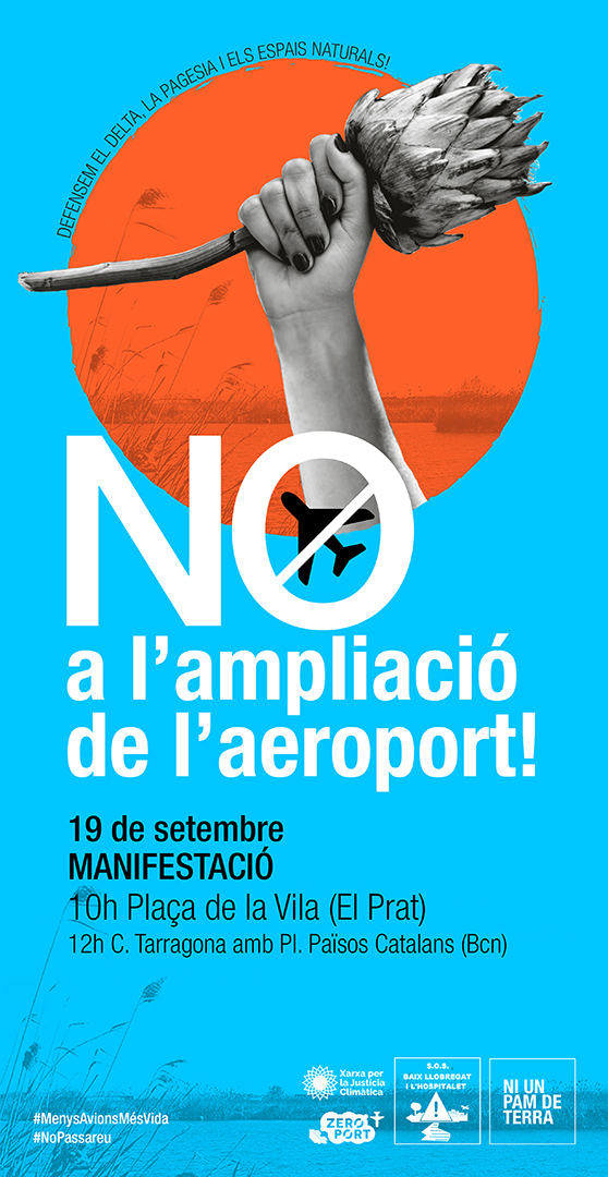 Convocada una gran manifestación el próximo 19 de septiembre en El Prat contra la ampliación del aeropuerto 