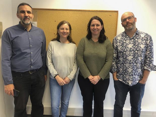 Parte del equipo de la UPC que participa en el proyecto, de izquierda a derecha: Cecilio Angulo, Àngela Nebot, Caroline König y Pedro Jesús Copado. Además, participa el investigador Alfredo Vellido.