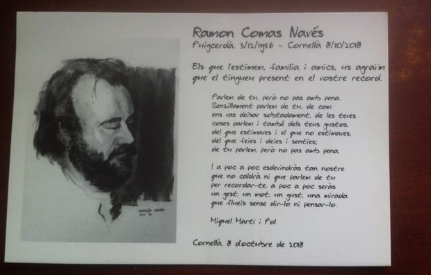 Família i amics han volgut acomiadar Ramon Comas amb un poema de Miquel Martí i Pol.