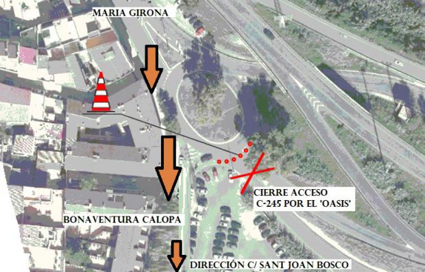 ¡Atención conductores! Cerrada la salida de la rotonda de avenida Maria Girona hacia la C-245