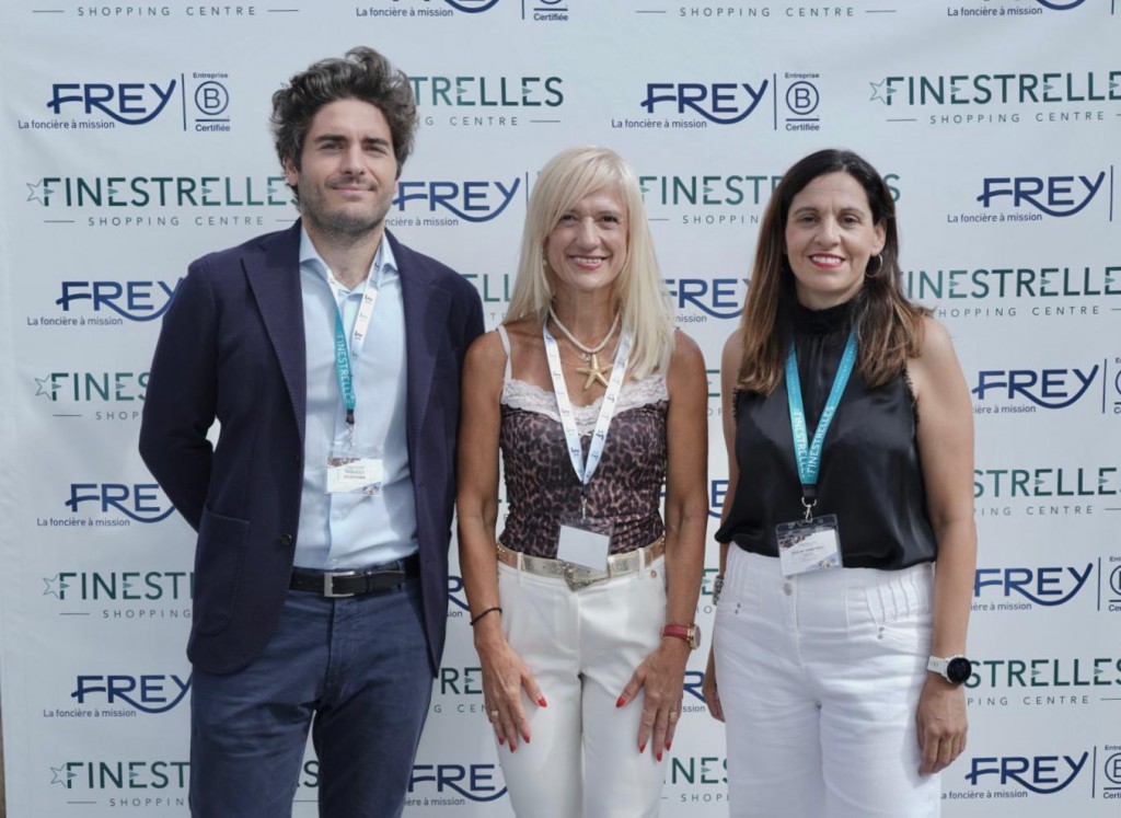 Thibault Coatanea (CEO de FREY), Pilar Díaz (alcaldesa de Esplugues de Llobregat y delegada del Gobierno de la Generalitat en Barcelona) y Eva María Martínez (presidenta del Consell Comarcal del Baix Llobregat)