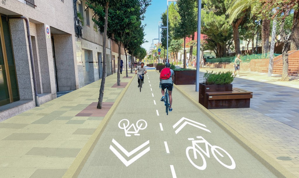 Imagen virtual del futuro carril bici una vez terminen las obras