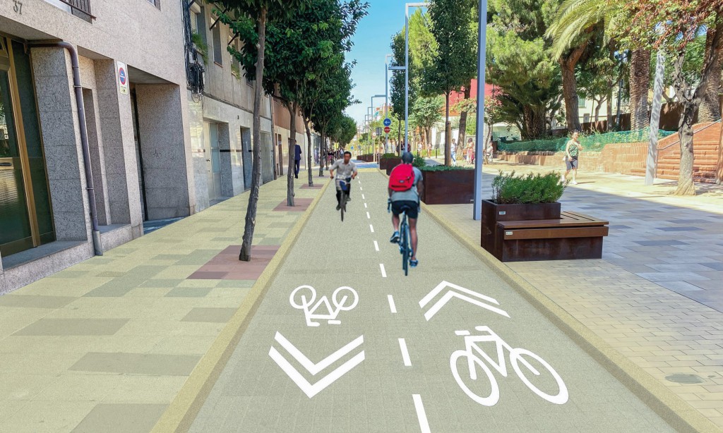 Imagen virtual del futuro carril bici en el passeig del Canal